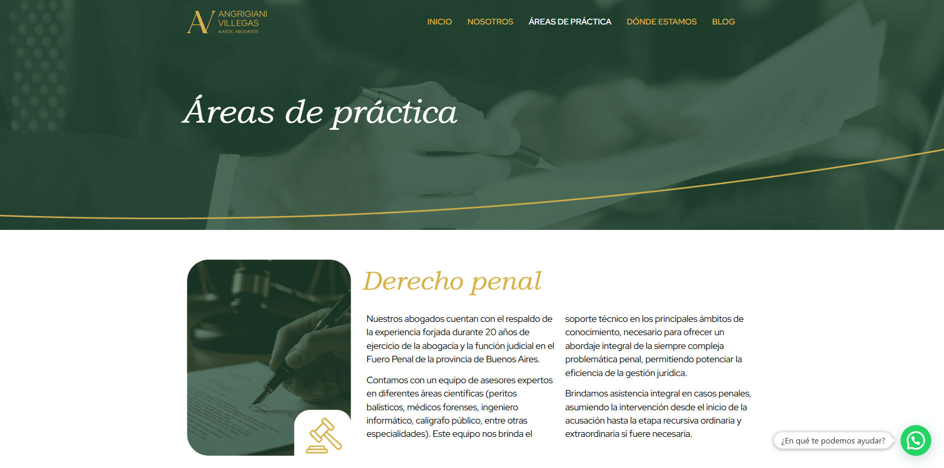 angrigiana areas de practica