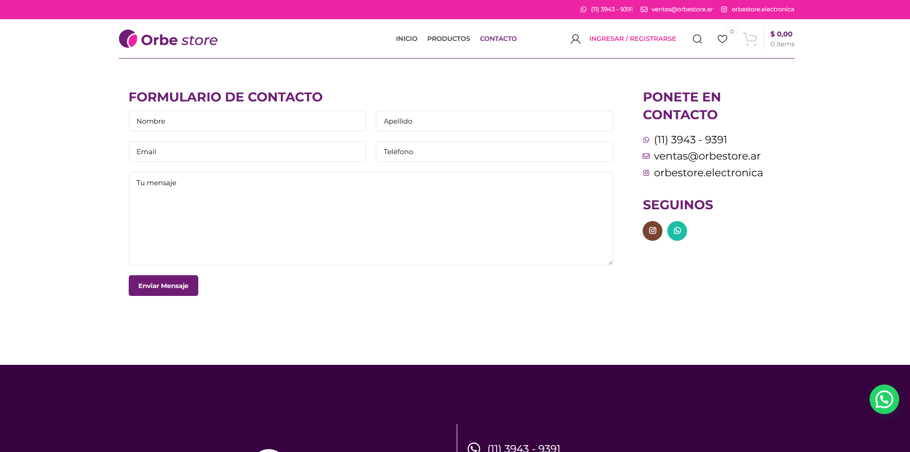 orbe store contacto